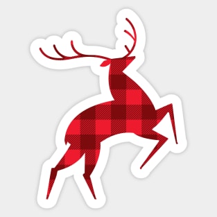 Christmas Deer in red plaid texture Sticker